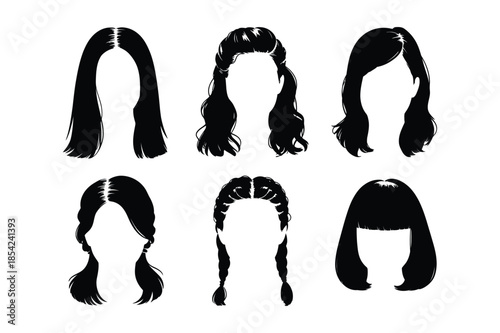 Diverse Female Hairstyle Silhouettes for Hair Salon Branding