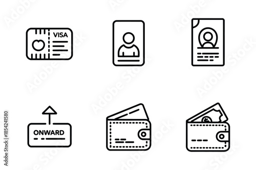 Banking and Personal Identification Line Icon Set