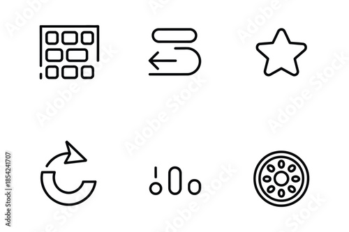 Multimedia Interface and Navigation Vector Line Icons