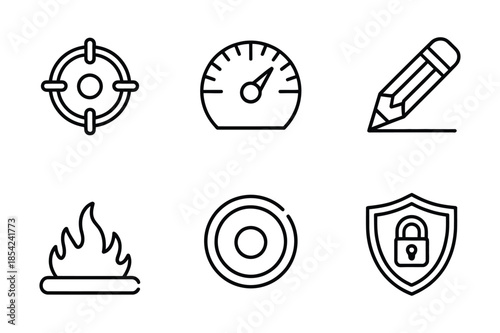 Business Performance and Security Target Icon Set
