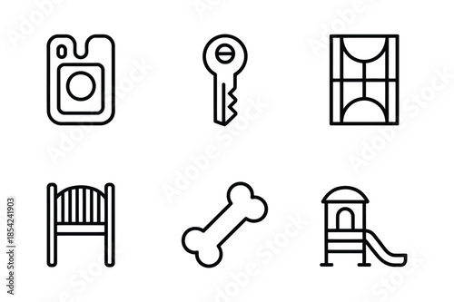 Leisure and recreation outline icons for social and park themes