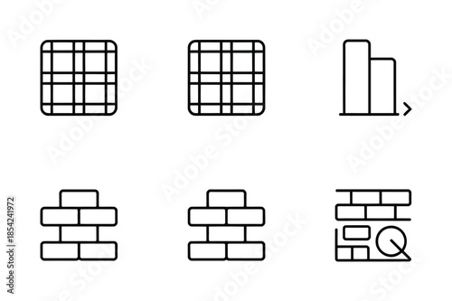 Construction and architecture outline icons for building design