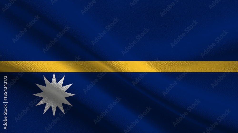 Fototapeta premium Sovereignty flag featuring blue background with yellow stripe and white star shines brightly under daylight