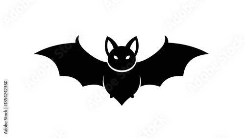 Black Bat Silhouette Flying Icon Halloween Party Symbol Isolated