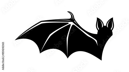 Black Bat Silhouette Flying Icon Isolated on White Background