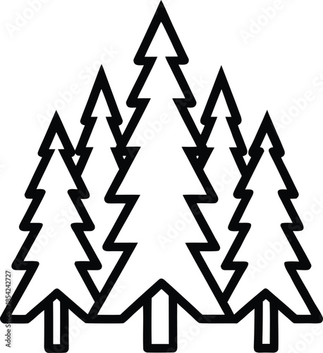 Coniferous Pine Forest Vector Illustration on White Background