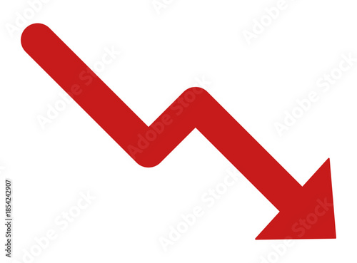 Stock Market Decline Red Arrow Vector Illustration Showing Financial Loss, Trading Downtrend, Economic Fall on White Background
