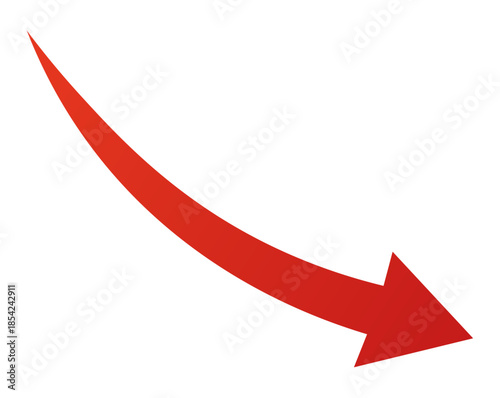 Financial Performance Drop Red Arrow Vector Showing Investment Risk, Falling Market Trend and Economic Slowdown