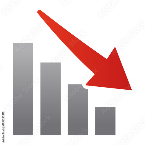 Bear Market Down Red Arrow Icon Vector Illustration Showing Stock Decline, Investment Loss and Trading Risk