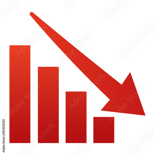 Stock Market Loss Red Arrow with Bar Chart Vector Illustration Representing Trading Loss and Economic Downtrend
