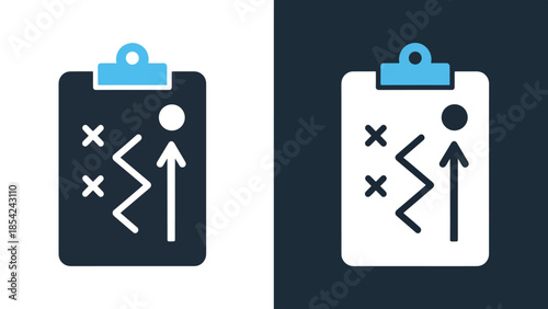 Clipboard with checklist and arrow - Blue icon set - Solid icons vector collection - Vector icon set - Line and glyph solid icon set - Icon vector - Flat Design Icon