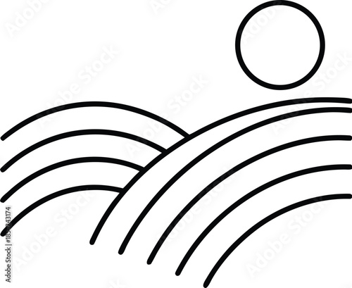 Rolling farmland hills vector illustration on white background