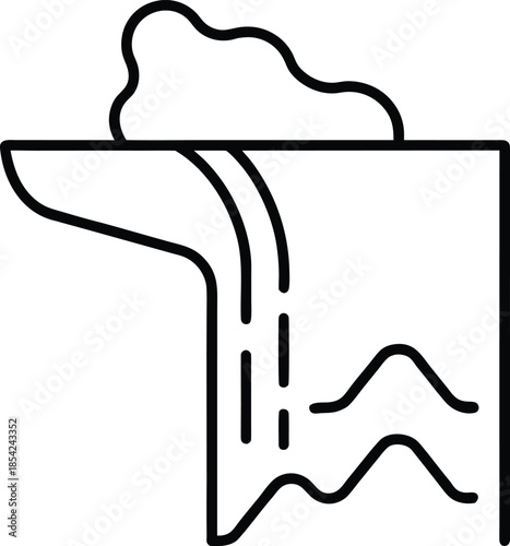 Vertical Waterfall Flow Nature Landscape Flat Vector Illustration