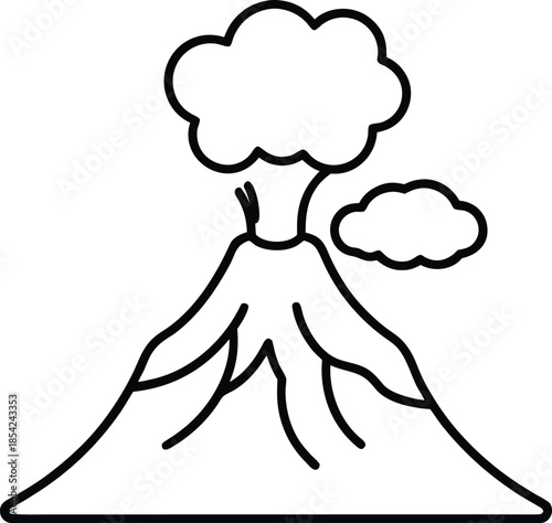 Volcano Eruption Mountain Nature Flat Vector Illustration