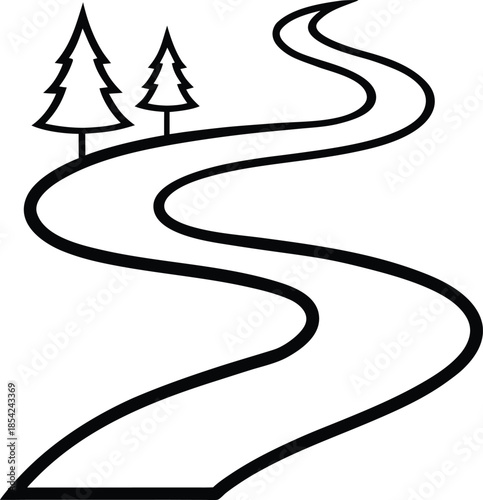 Winding Mountain Road Travel Landscapes Flat Vector Illustration