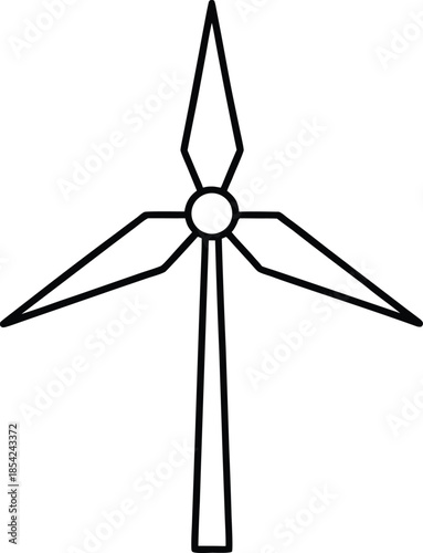 Wind Turbine Power Renewable Energy Flat Vector Illustration