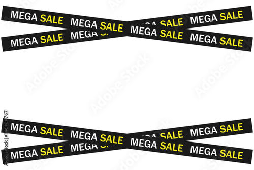 Black and yellow mega sale banners on for advertising and marketing promotions
