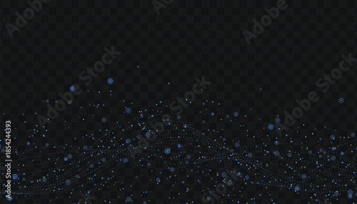 Blue glitter particle ground overlay isolated on transparent background, sparkling dust floor and festive light effect, vector