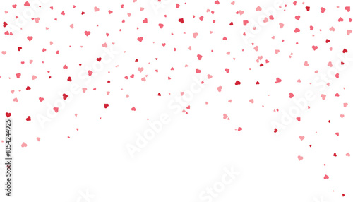 Falling red heart confetti, romantic love particles shower for Valentine celebration, vector