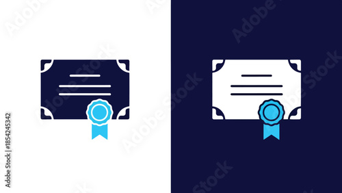 Certificate icons - Blue icon set - Solid icons vector collection - Vector icon set - Line and glyph solid icon set - Icon vector - Flat Design Icon