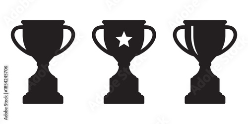 Victory Trophy Cup Icon Set, Award, Recognition, and First-Place Symbols.