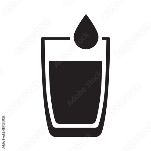 Glass with Drop Icon. Water Glass Icon.