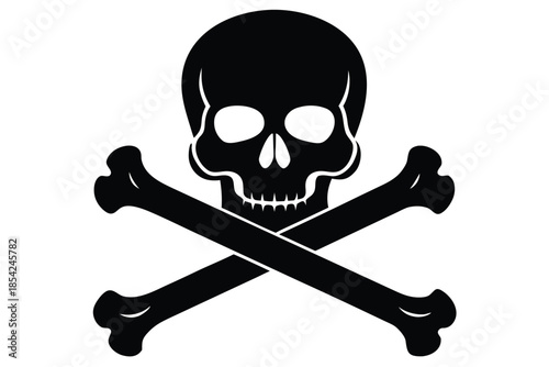 skull and crossbones silhouette vector icon