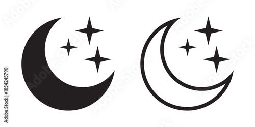 Moon and Star Icon Set for Night Sky and Celestial Themes