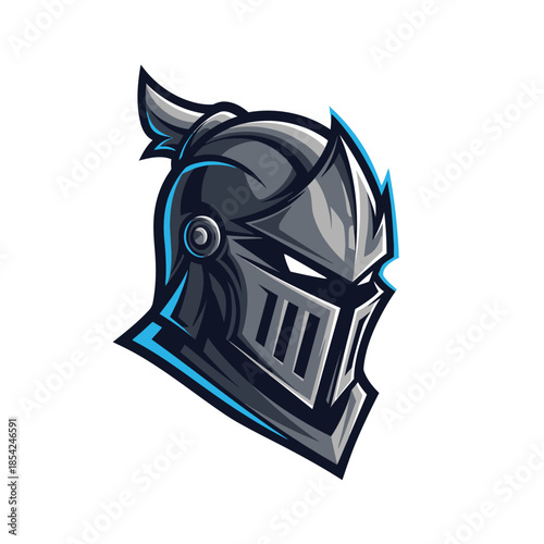 Detailed Knight Helmet Mascot Logo with Intricate Design.