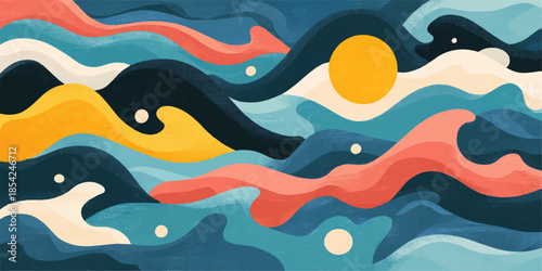 Abstract wavy forms in soft color transitions. Seamless Pastel Wave Pattern