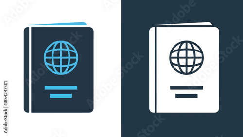 Passport icons - Blue icon set - Solid icons vector collection - Vector icon set - Line and glyph solid icon set - Icon vector - Flat Design Icon