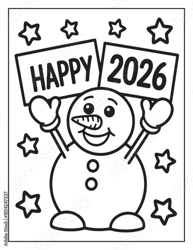 Happy New Year 2026 Coloring Pages