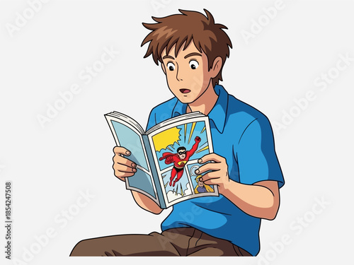 Man Reading a Comic Book.