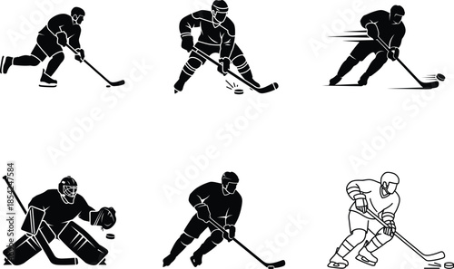 Hockey players in action poses illustration