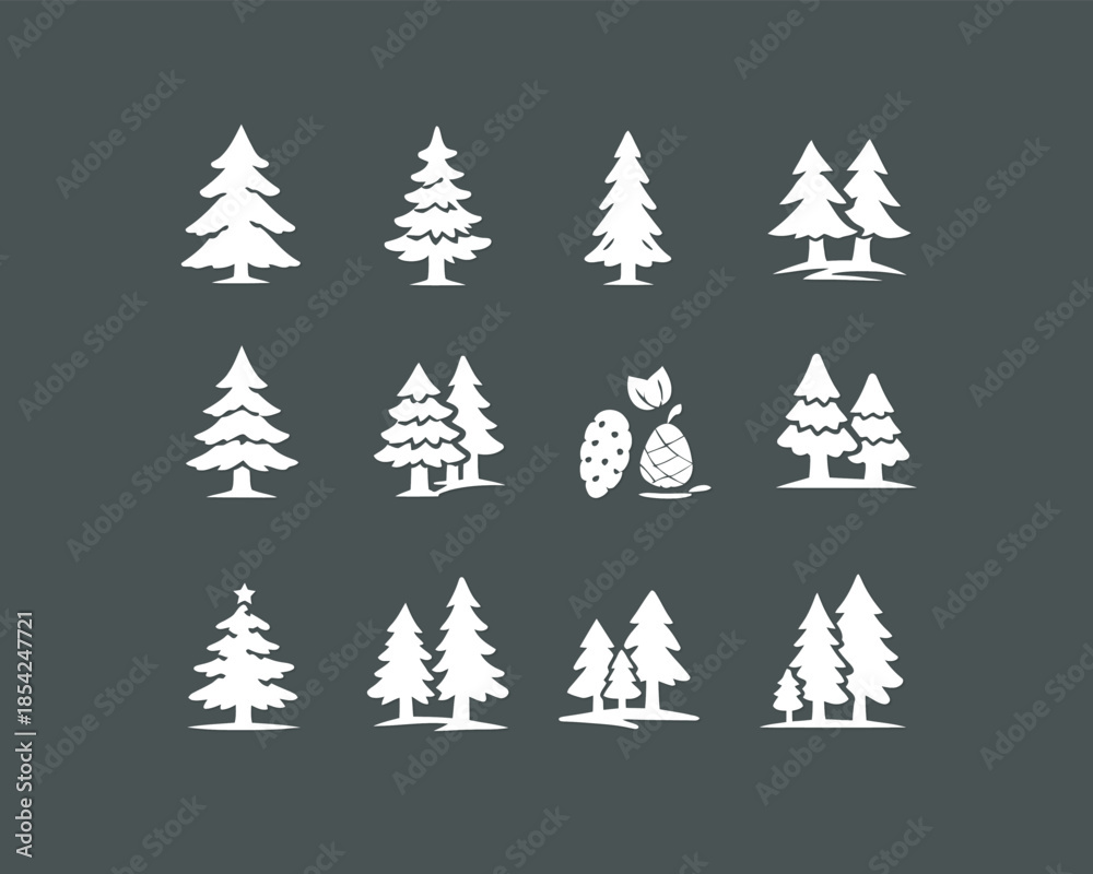 Obraz premium Diverse Array of Trees A collection of various tree illustrations, showcasing a range of shapes and styles. This curated selection offers versatility for creative projects.