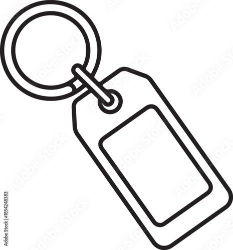  A minimalistic, black and white line art illustration of a keychain
