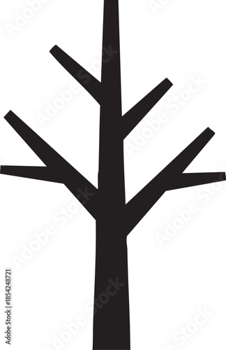 Minimalist Dead Tree Icon with Bold Simple Branch Lines Silhouettes isolated on white background