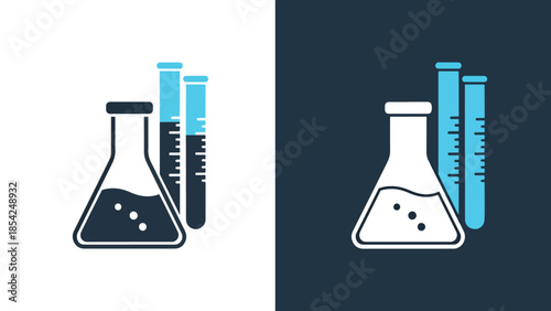 Laboratory equipment icons - Blue icon set - Solid icons vector collection - Vector icon set - Line and glyph solid icon set - Icon vector - Flat Design Icon