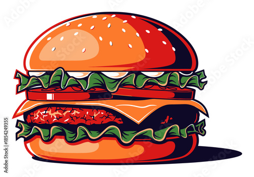 Modern Duotone Burger Vector Illustration