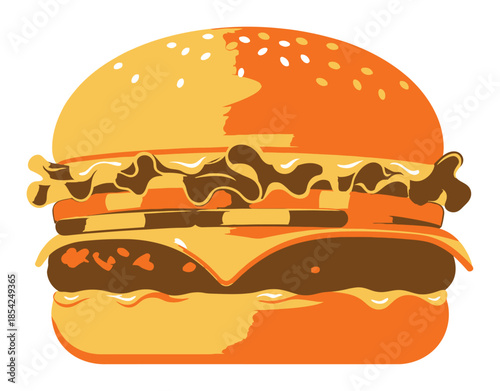 Modern Fast Food Burger Vector Illustration