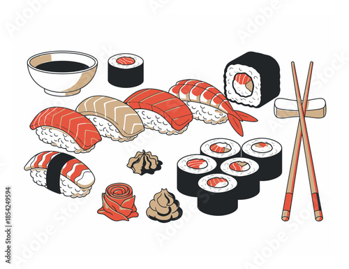 Sushi Icon Vector Design Japanese Cuisine Symbol
