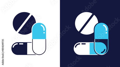 Blue icon set - medical supplies - Blue icon set - Solid icons vector collection - Vector icon set - Line and glyph solid icon set - Icon vector - Flat Design Icon
