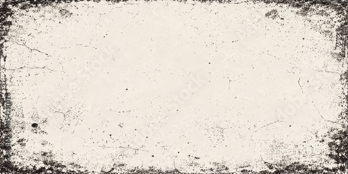 Aged vintage grey concrete wall with a rough dirty stone texture and an antique paper frame design provides a blank grungy surface backdrop with space for text