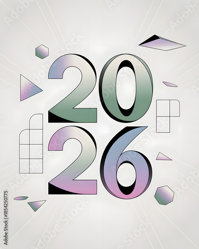 2026 New Year Creative Typography Illustration