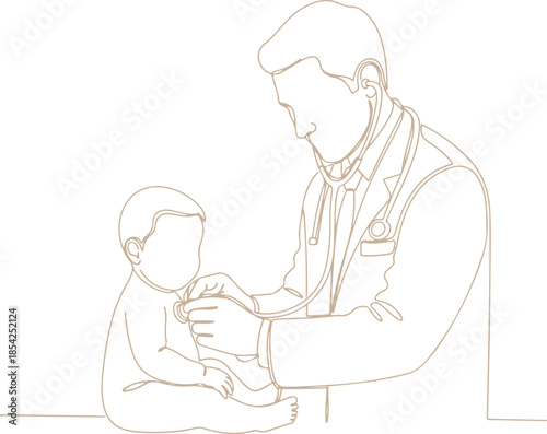 Doctor examining infant vector Illustration