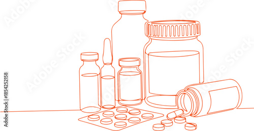 Assorted medication containers vector Illustration