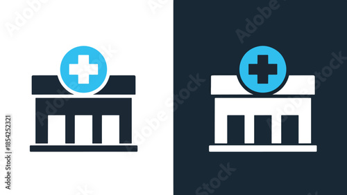 Medical facility icons - Blue icon set - Solid icons vector collection - Vector icon set - Line and glyph solid icon set - Icon vector - Flat Design Icon
