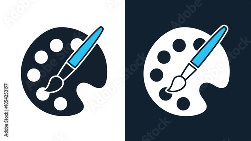 Artistic icons - Blue icon set - Solid icons vector collection - Vector icon set - Line and glyph solid icon set - Icon vector - Flat Design Icon