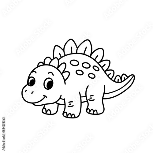 doodle art, children's coloring book dinosaur illustrations, line art dinosaur pictures