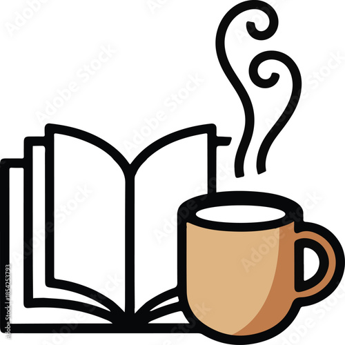 Book + warm drink icon